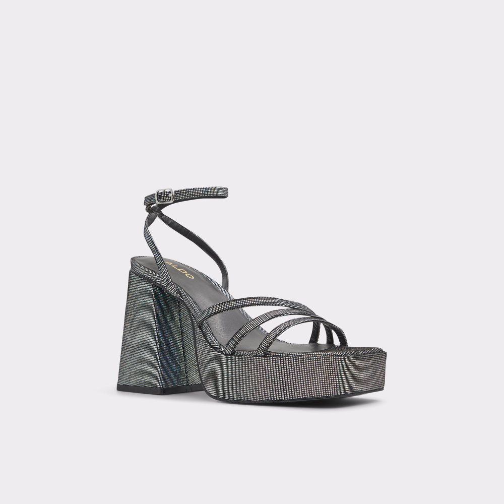 Silver Aldo Landabriver Strappy Heeled Sandal - Flatform Platform Shoes | 92NGUJWBR