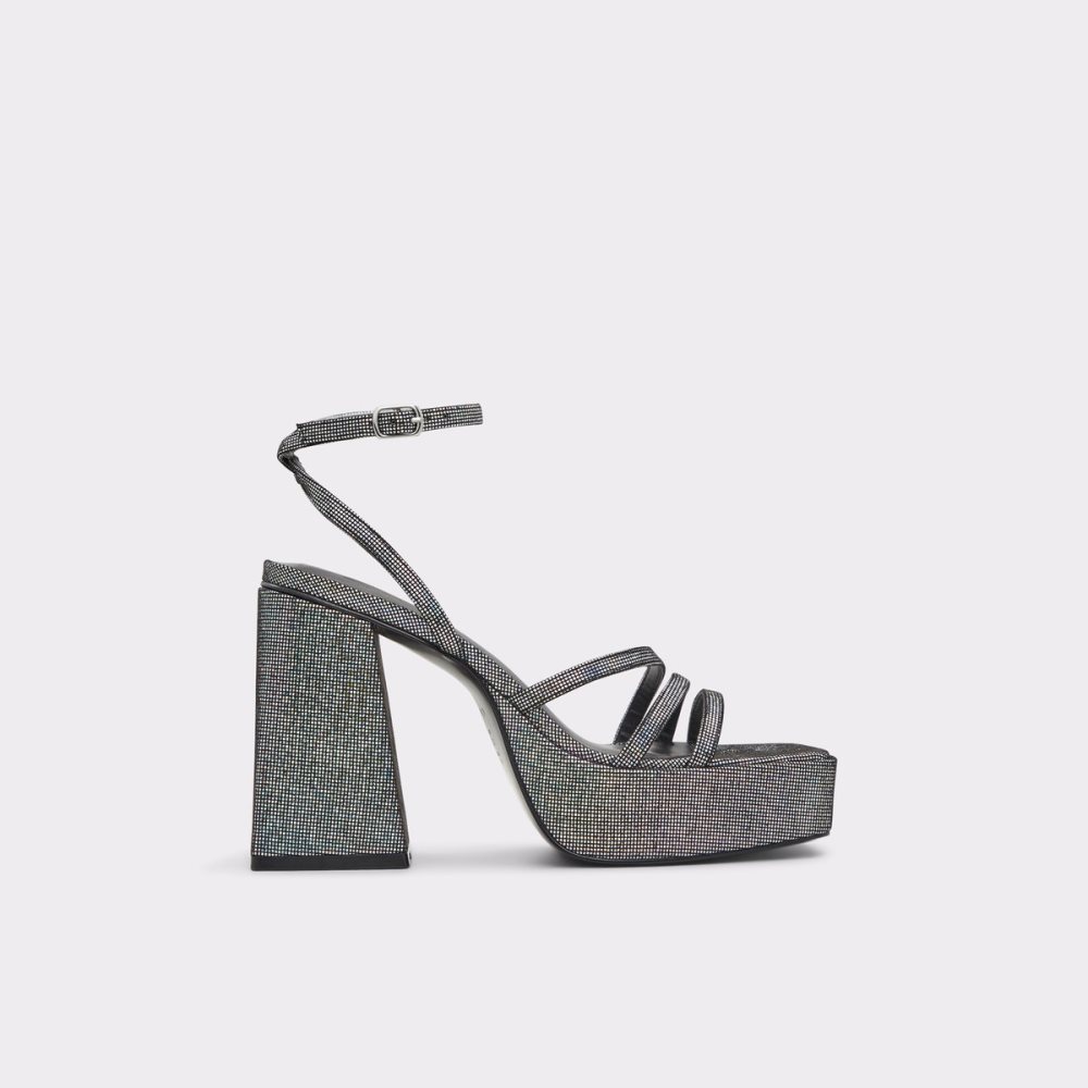 Silver Aldo Landabriver Strappy Heeled Sandal - Flatform Platform Shoes | 92NGUJWBR