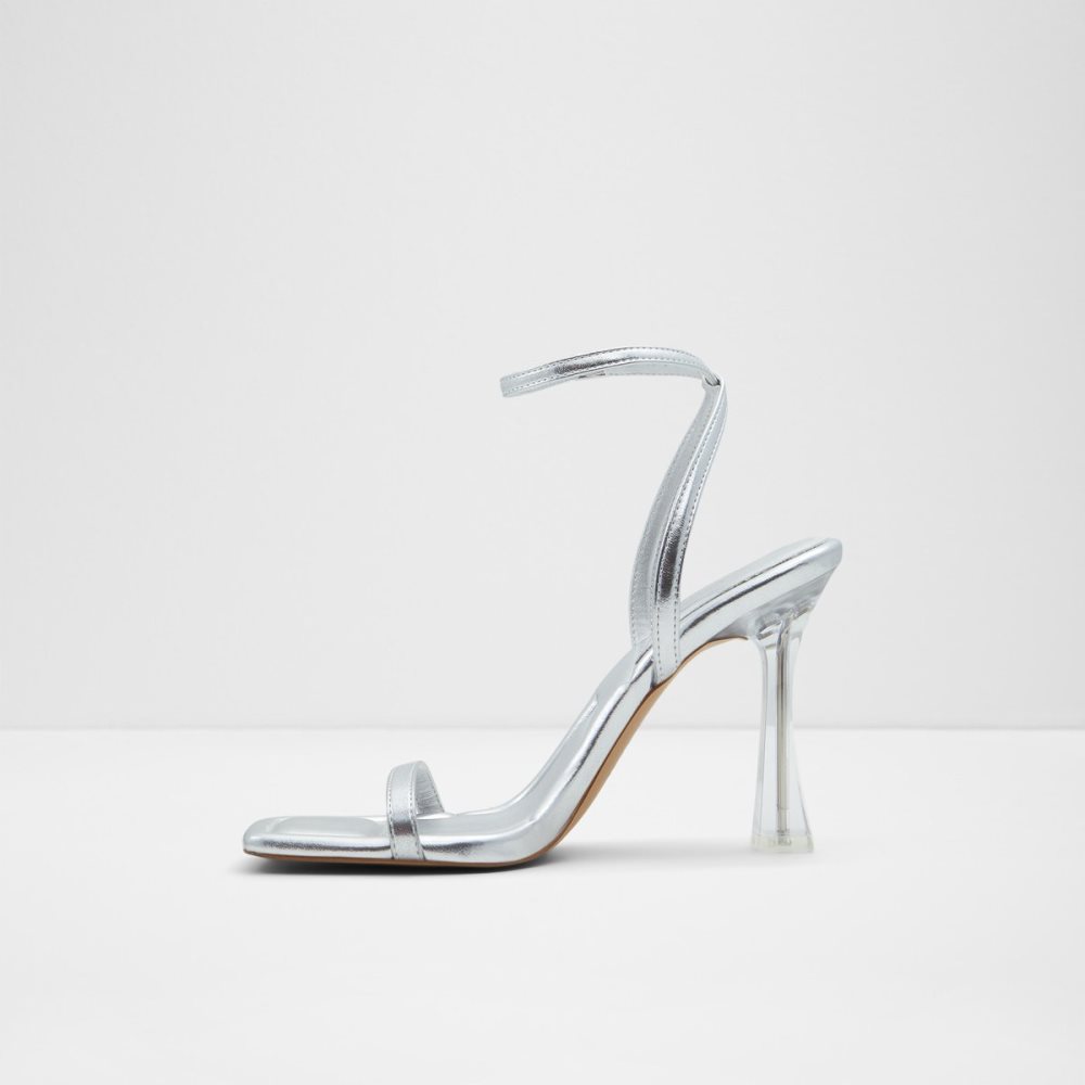 Silver Aldo Vivanti Strap Heeled Sandal Block Heels | 58LEKIBGA