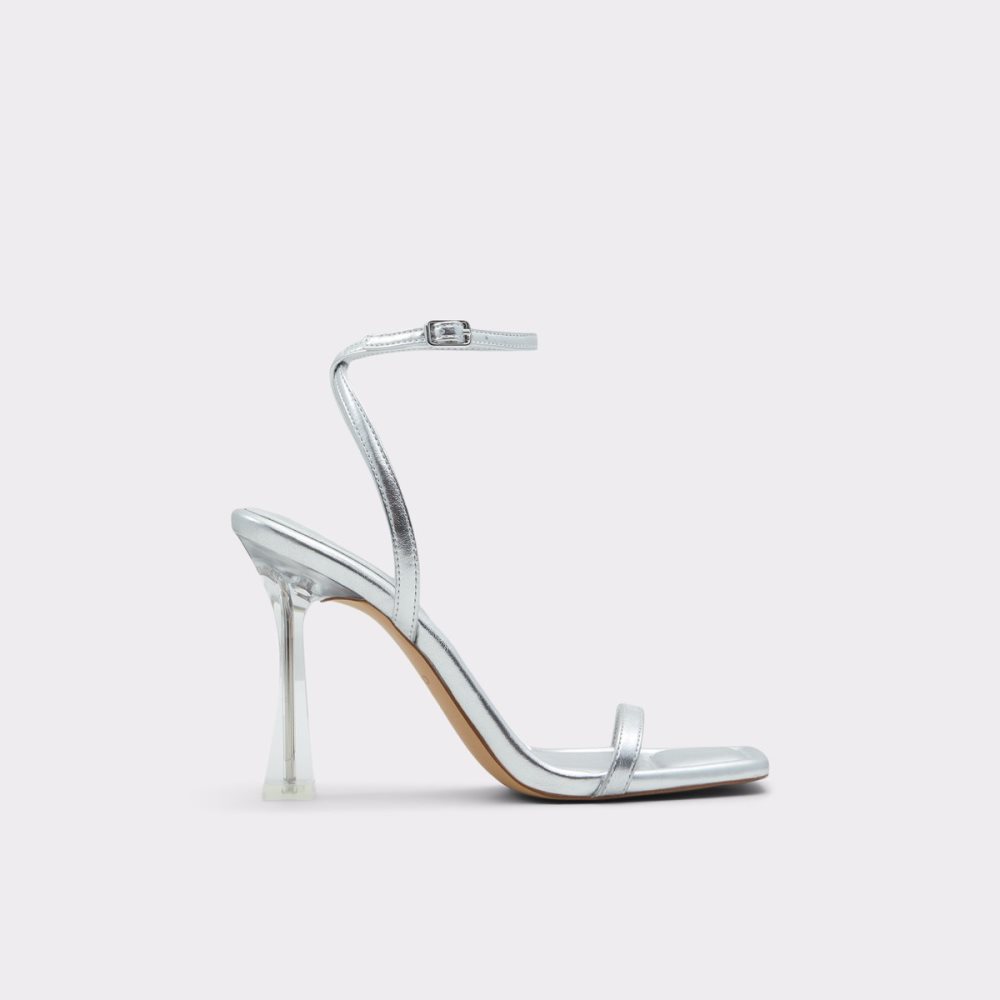 Silver Aldo Vivanti Strap Heeled Sandal Block Heels | 58LEKIBGA