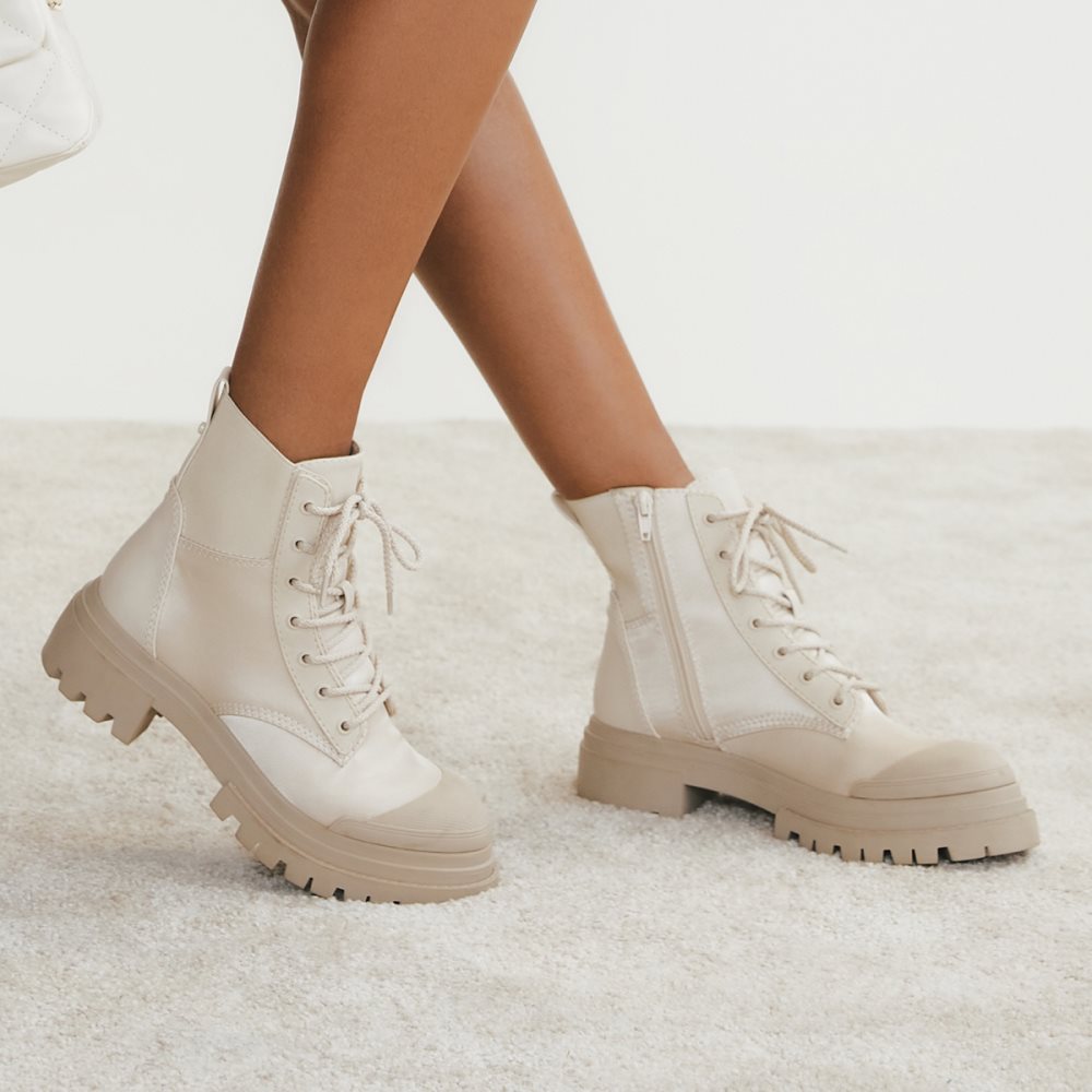 White Aldo Charline - Lug Sole Combat Boots | 70AZUGHPE