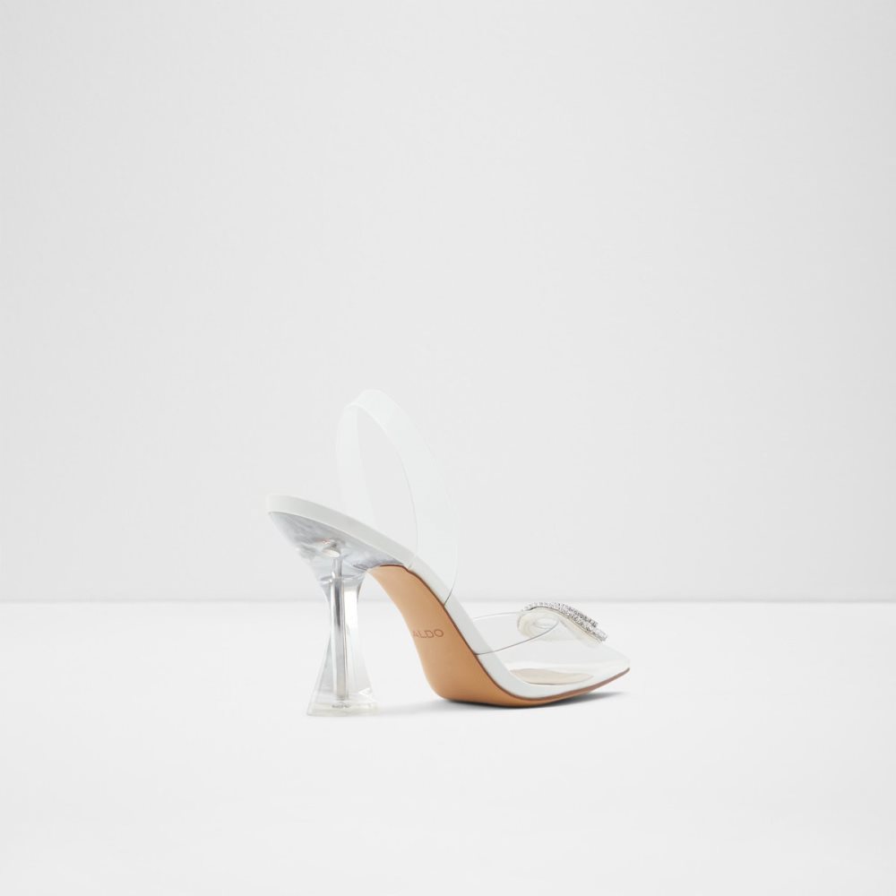 White Aldo Cheers Sling Back High Block Heels | 05LYVFPHS