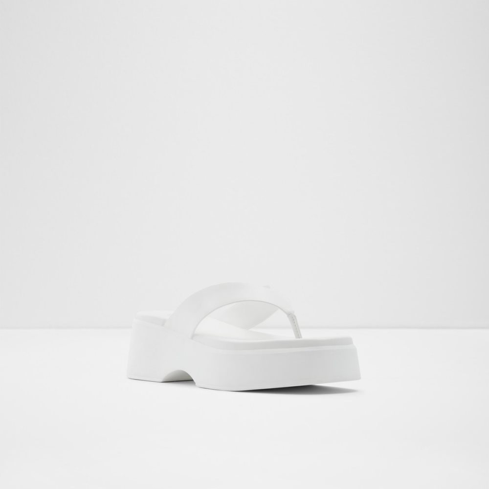 White Aldo Delphy Thong Wedge Sandal - Flatform Sandals | 59PMDRIUK