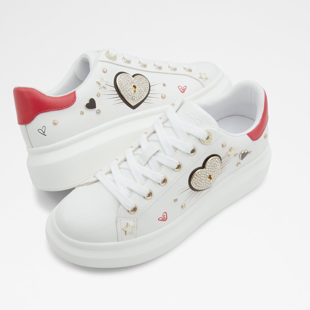 White Aldo Lovekey Low Top - Cup Sole Sneakers | 52WVDIEHB