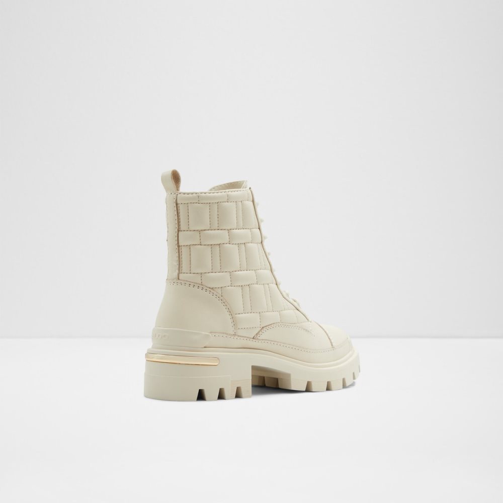 White Aldo Quilt - Lug Sole Combat Boots | 30CNOUQWT