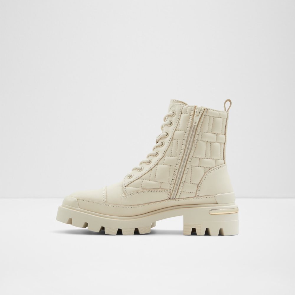 White Aldo Quilt - Lug Sole Combat Boots | 30CNOUQWT