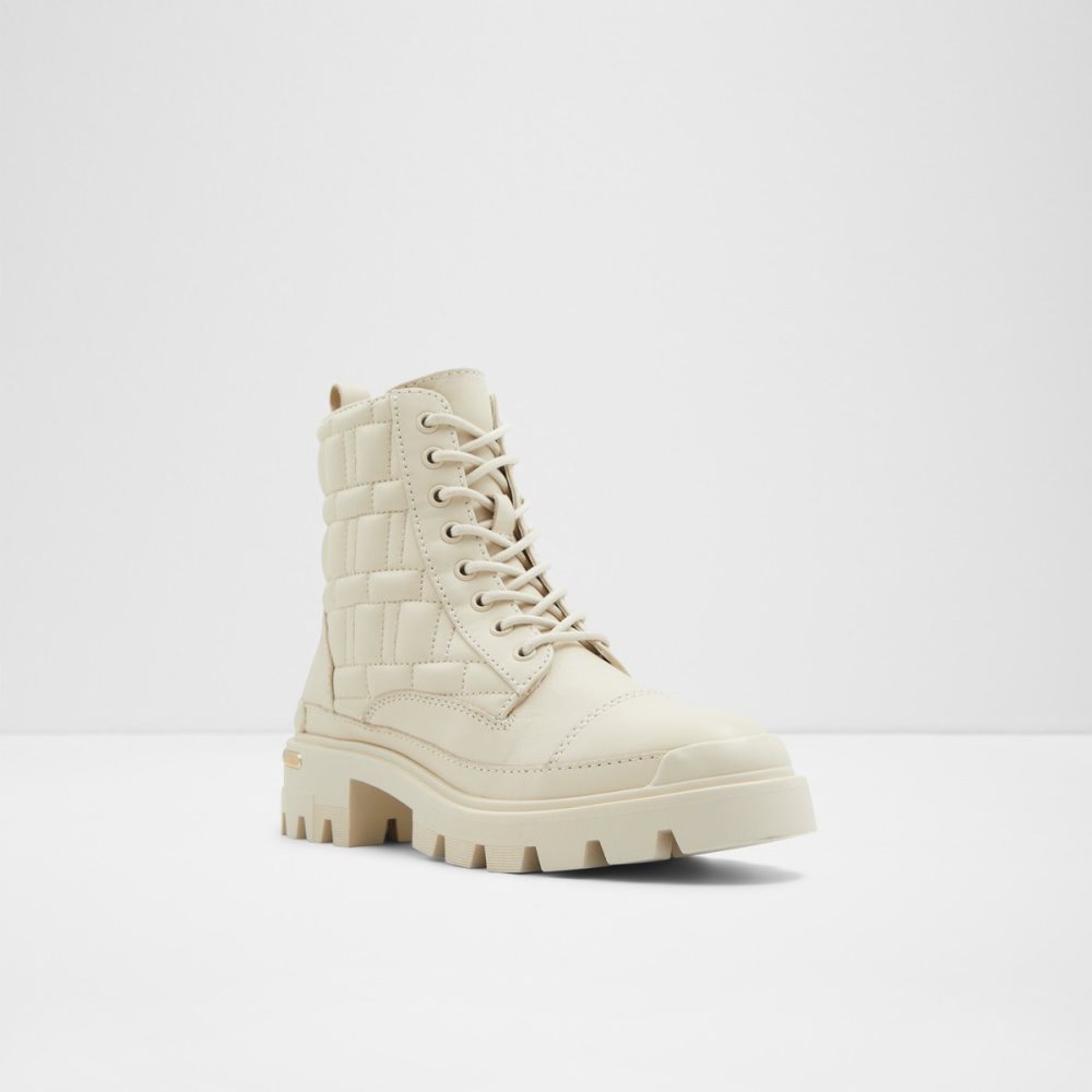 White Aldo Quilt - Lug Sole Combat Boots | 30CNOUQWT