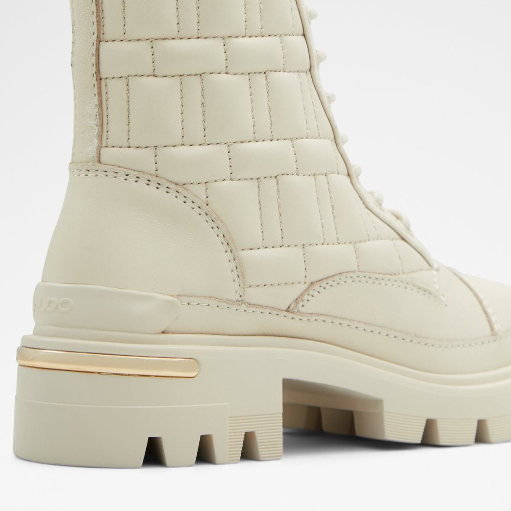 White Aldo Quilt - Lug Sole Combat Boots | 30CNOUQWT