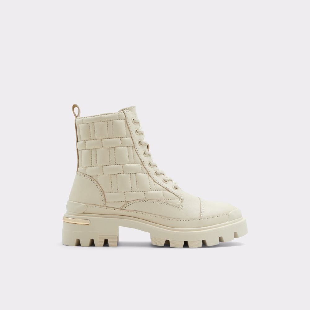 White Aldo Quilt - Lug Sole Combat Boots | 30CNOUQWT