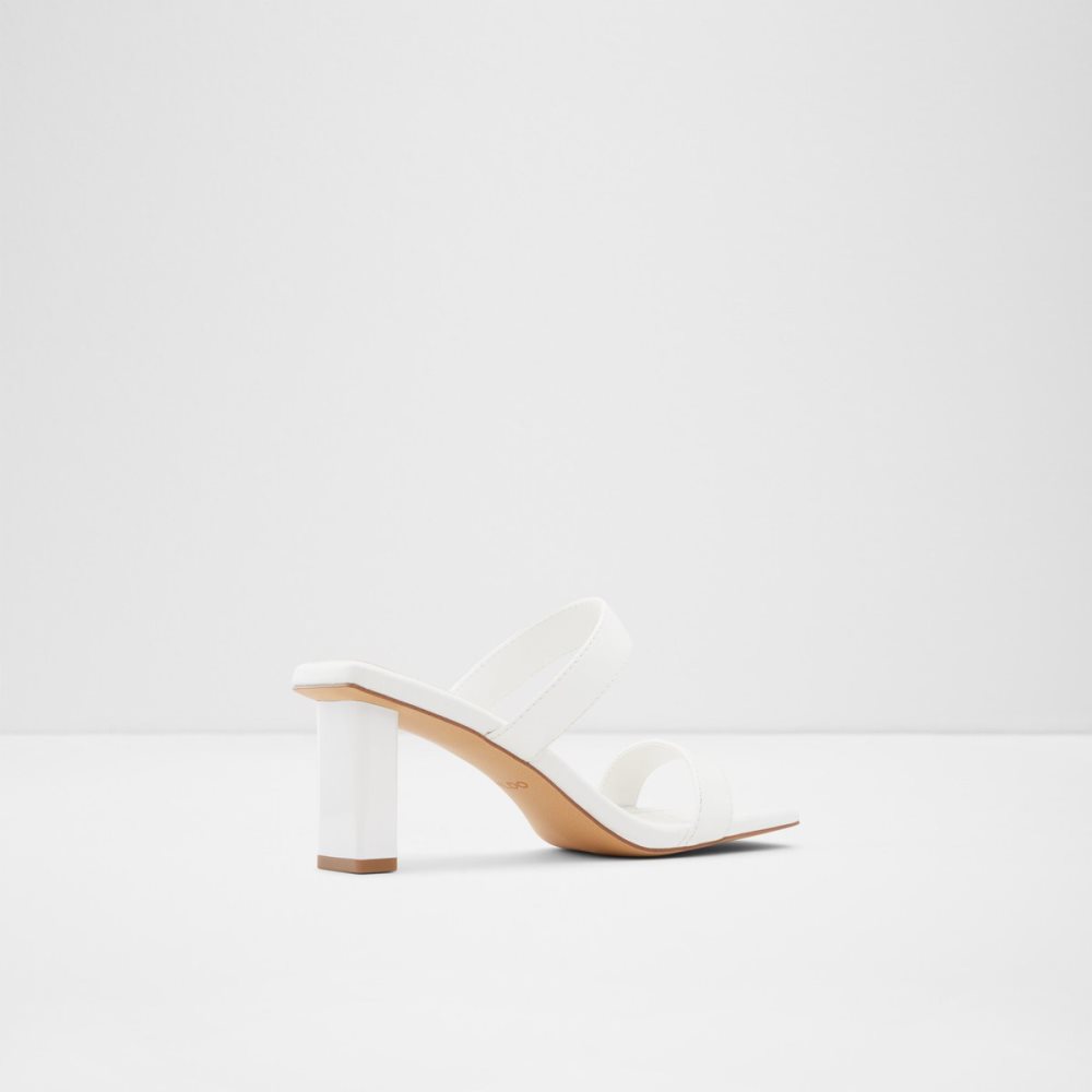 White Aldo Ranalassi Heeled Mule - Cup Sole Block Heels | 42GUMNTAK