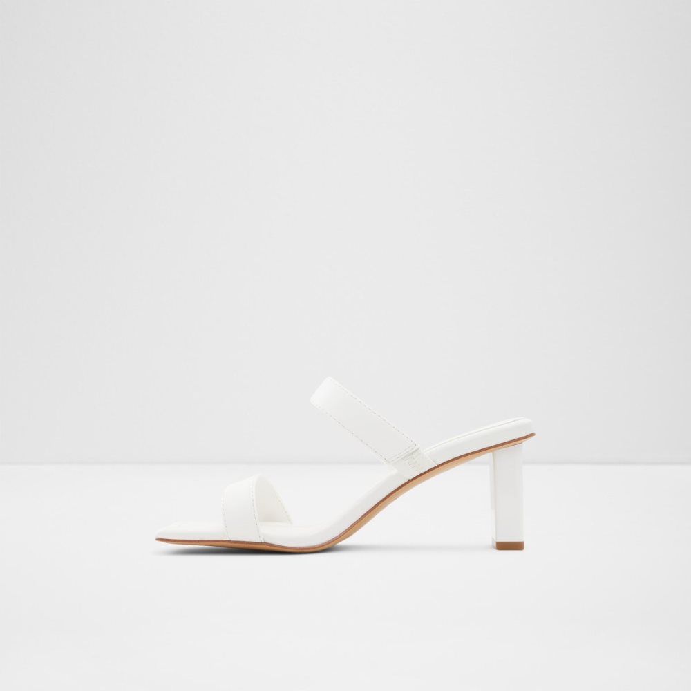 White Aldo Ranalassi Heeled Mule - Cup Sole Block Heels | 42GUMNTAK