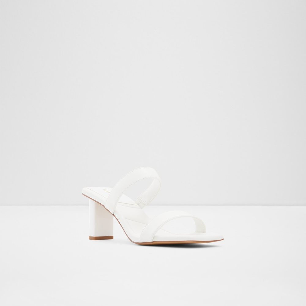 White Aldo Ranalassi Heeled Mule - Cup Sole Block Heels | 42GUMNTAK