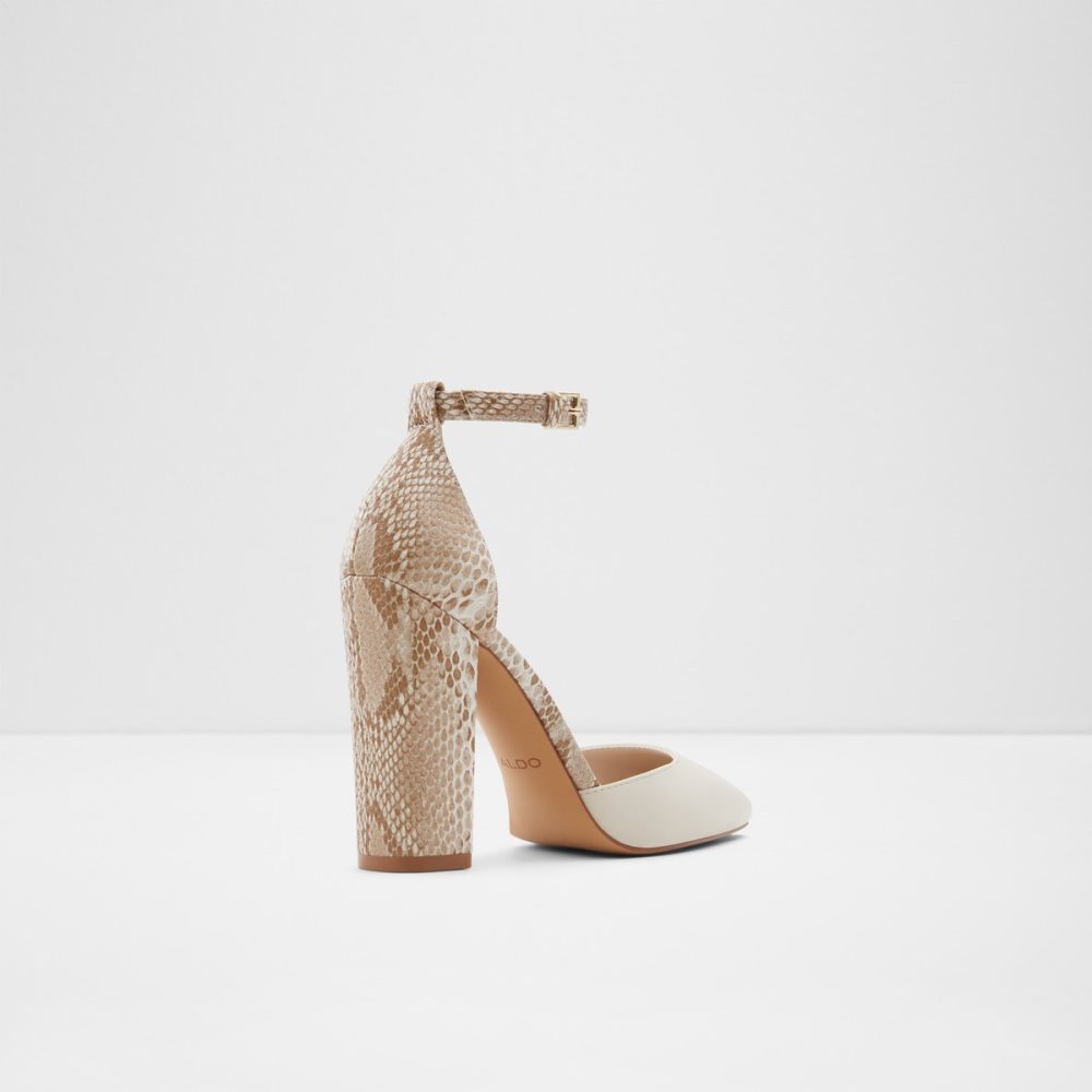 White Aldo Susan Strappy Heeled Block Heels | 94NAIBTKE