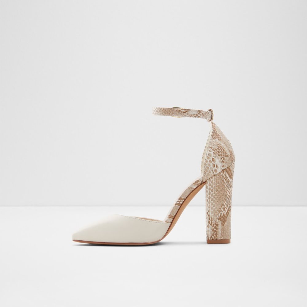 White Aldo Susan Strappy Heeled Block Heels | 94NAIBTKE