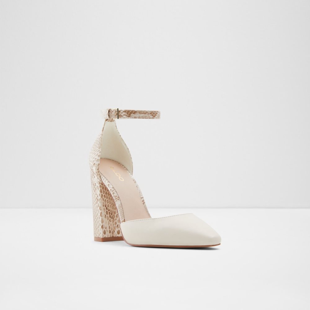 White Aldo Susan Strappy Heeled Block Heels | 94NAIBTKE