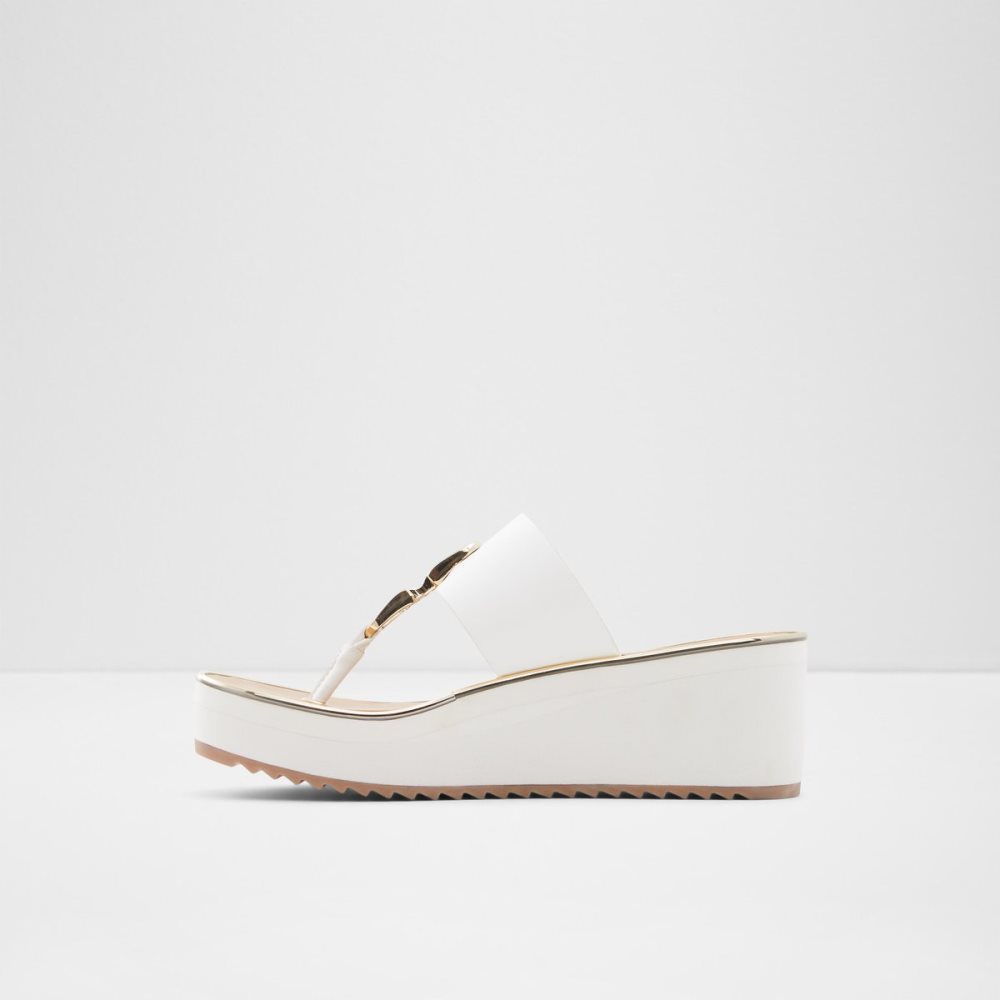 White Aldo Toea Thong Sandal - Wedge Sandals | 67ECVIHWZ