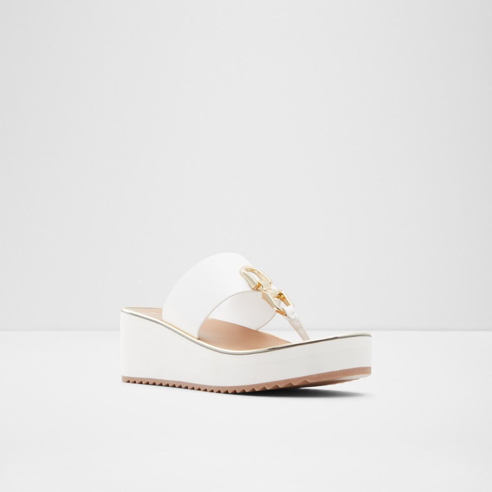 White Aldo Toea Thong Sandal - Wedge Sandals | 67ECVIHWZ