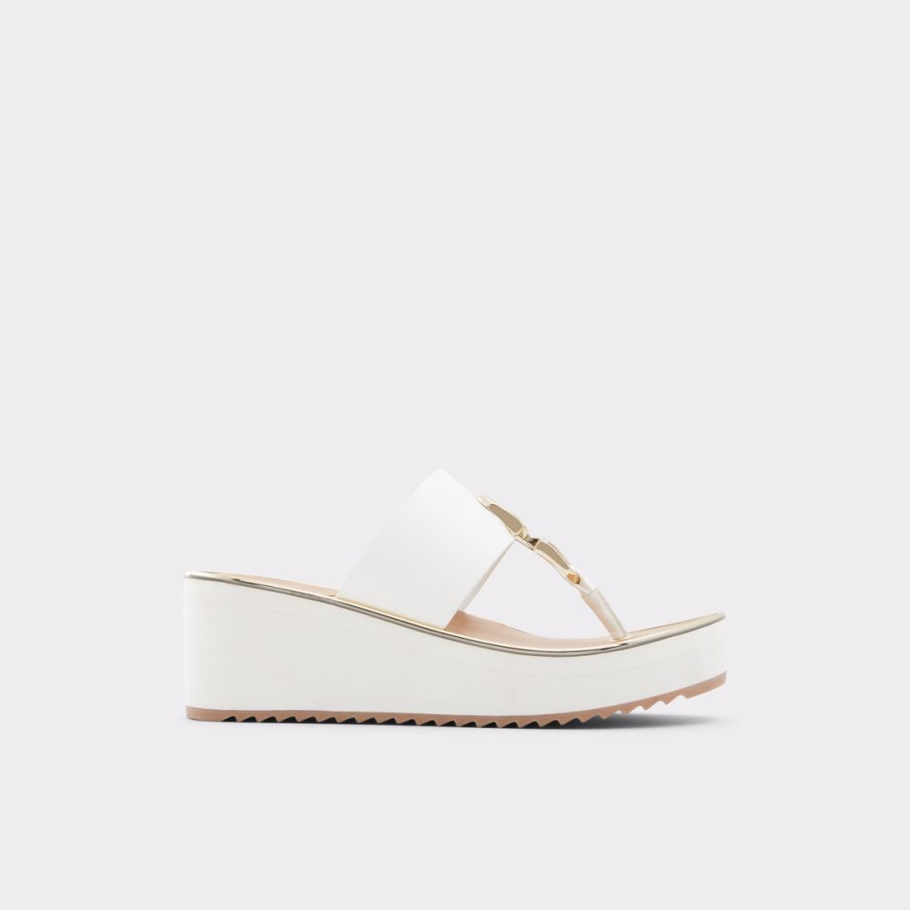 White Aldo Toea Thong Sandal - Wedge Sandals | 67ECVIHWZ