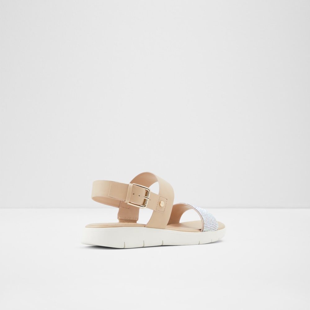 White / Beige Aldo Woema Flat Sandal Sandals | 37NGCULVB