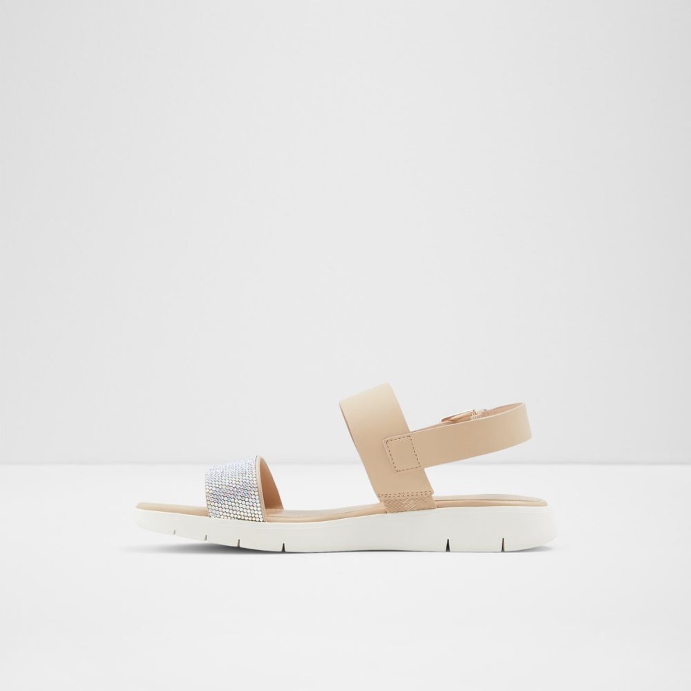 White / Beige Aldo Woema Flat Sandal Sandals | 37NGCULVB