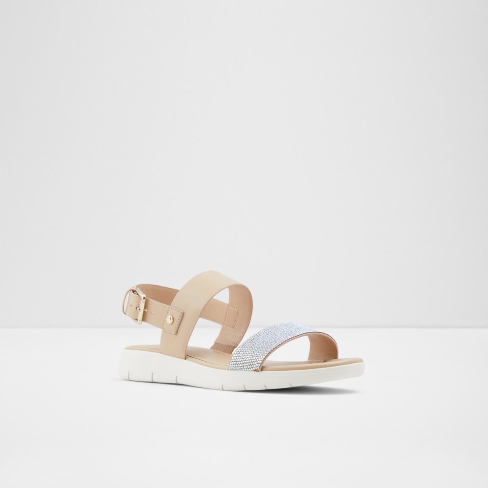 White / Beige Aldo Woema Flat Sandal Sandals | 37NGCULVB