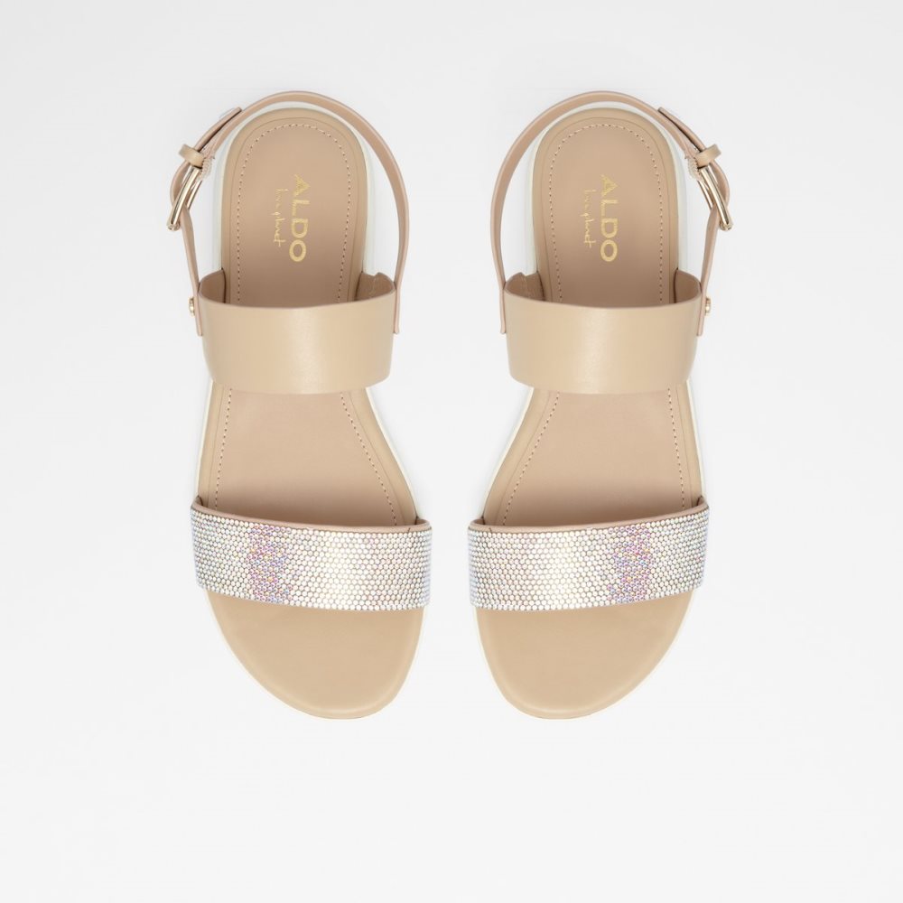 White / Beige Aldo Woema Flat Sandal Sandals | 37NGCULVB