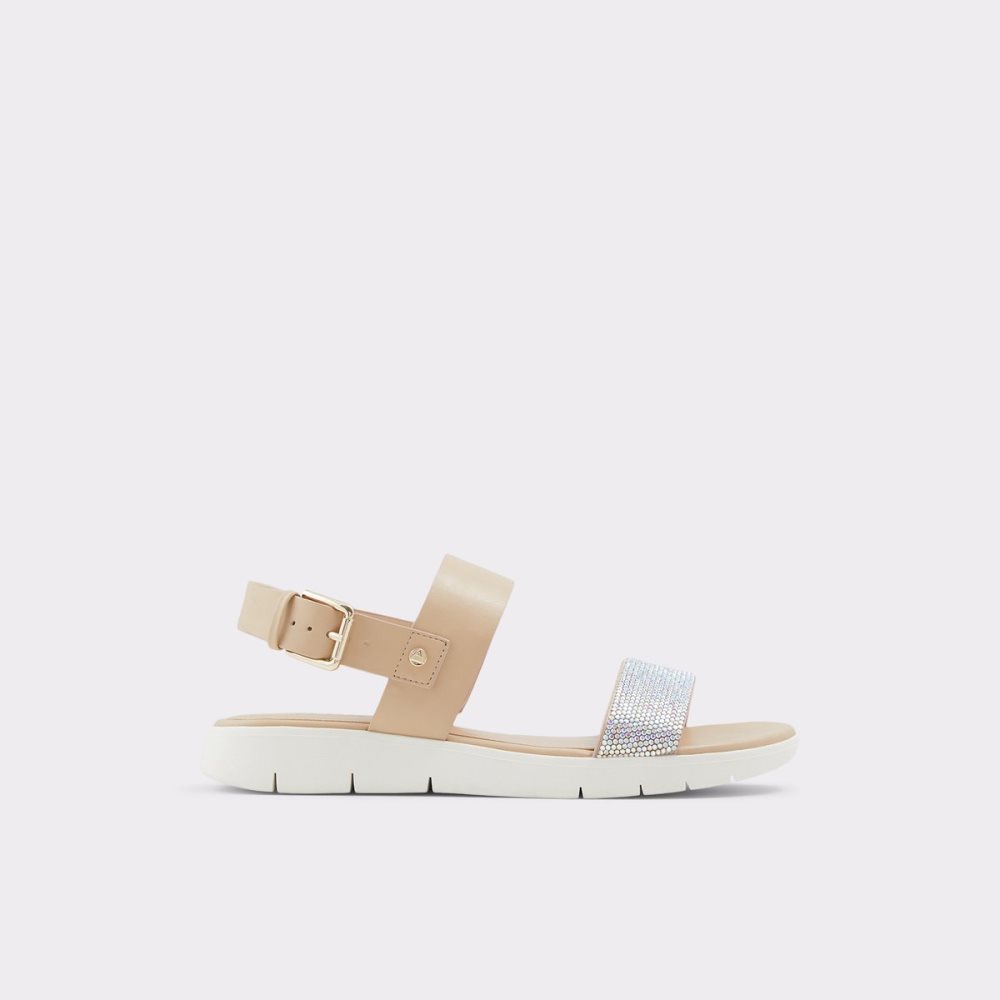 White / Beige Aldo Woema Flat Sandal Sandals | 37NGCULVB